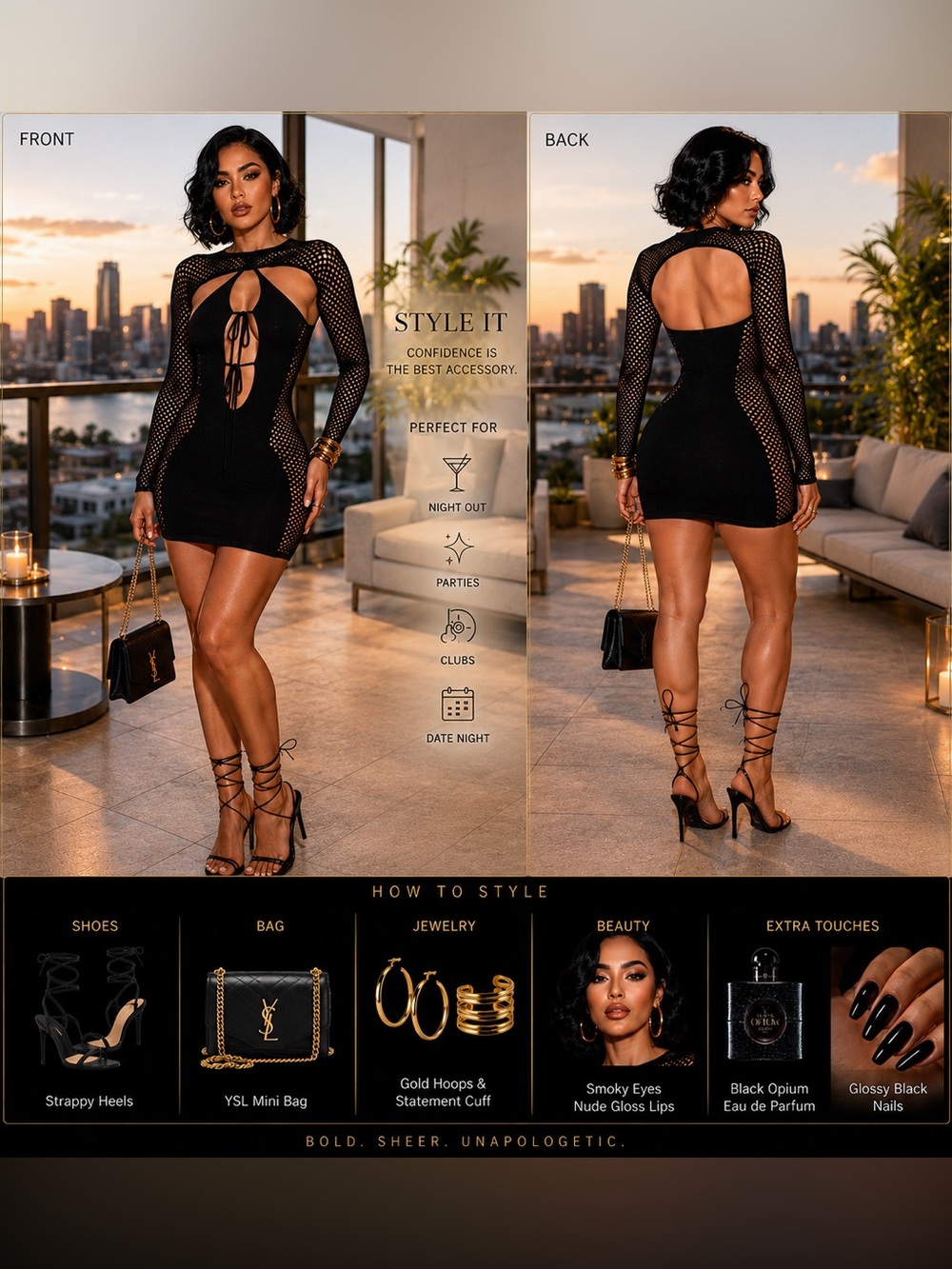 Black Knit Bodycon Halter Neck Mini Dress with Matching Shrug